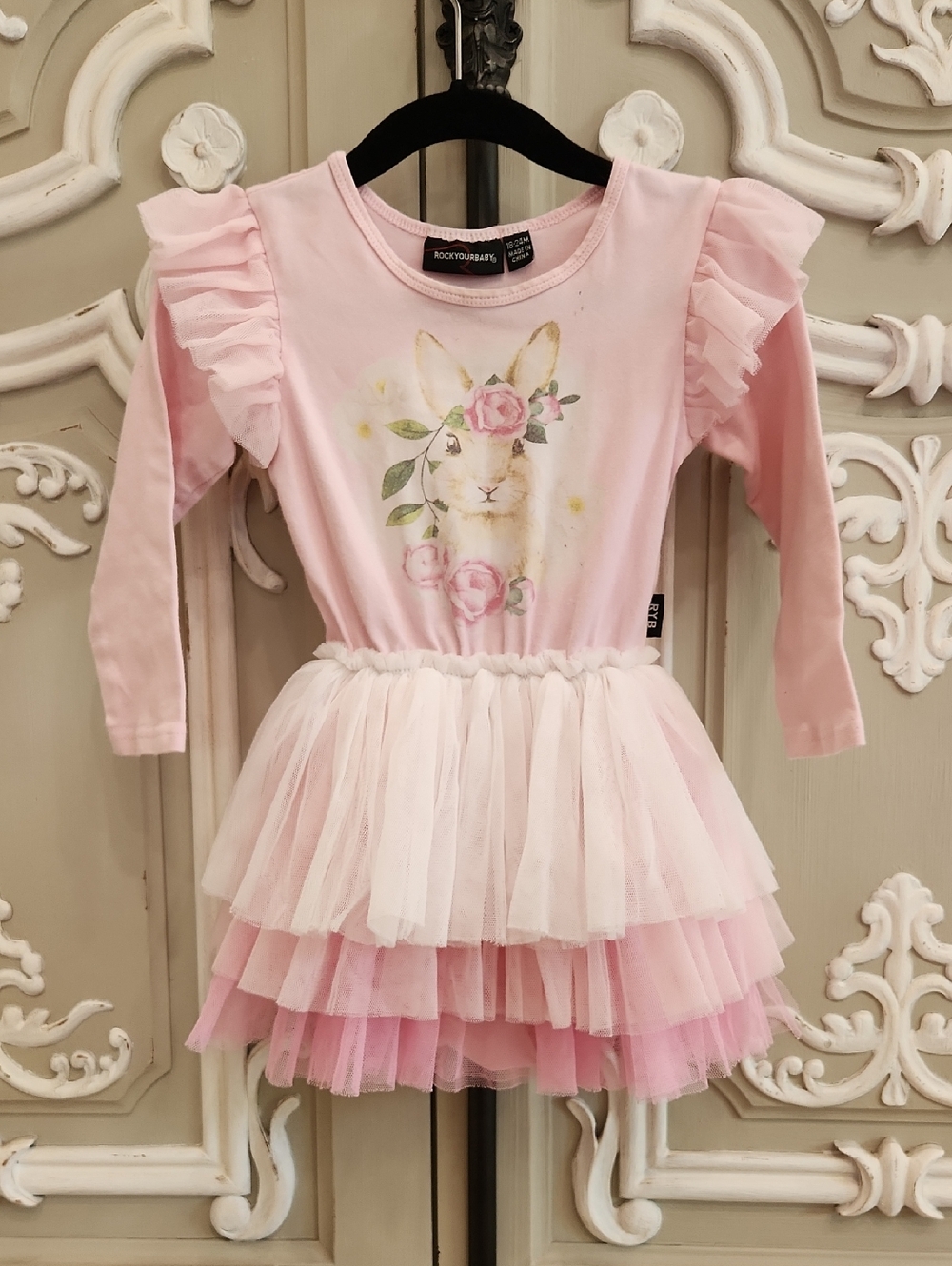 Rock Your Baby Girl Bunny Rabbit Dress With Tulle Size 18 - 24 Months 🐰🌸🌿